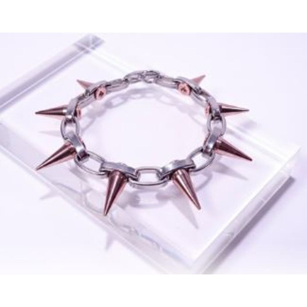 Joomi Lim Women's Silver Rose Gold Single Row Spike Bracelet Silver NWOT 159